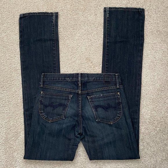 EUC Dark blue Gold Sign low rise straight leg Envy jeans size 27 - Picture 5 of 7